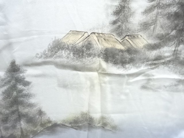 JAPANESE KIMONO / ANTIQUE HITOE MENS JUBAN / SILK / SCENERY